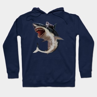 Funny Maine Coon Cat Riding Shark, Cat Lover Hoodie